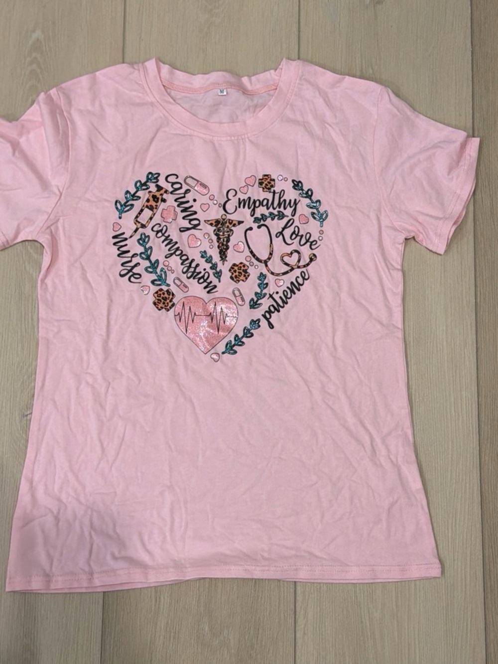 Women’s Nurse Tee- Pink Heart Graphic